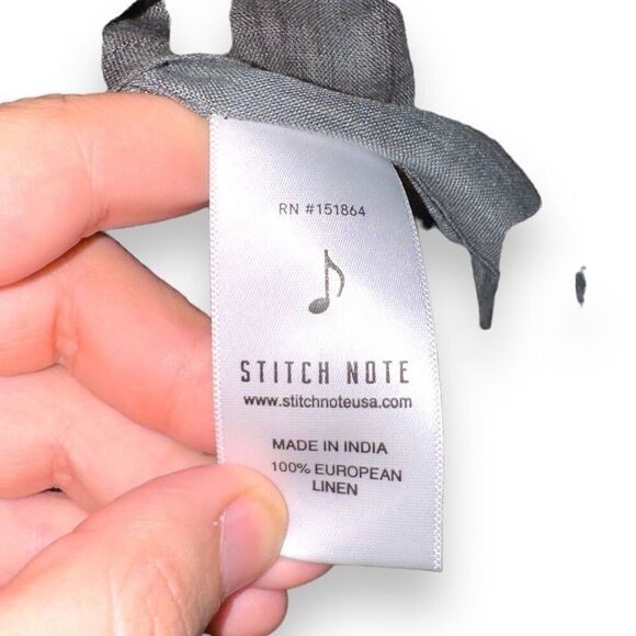 Stitch Note 100% European Linen Button Up Shirt Sz Men’s L in Black - Picture 5 of 6